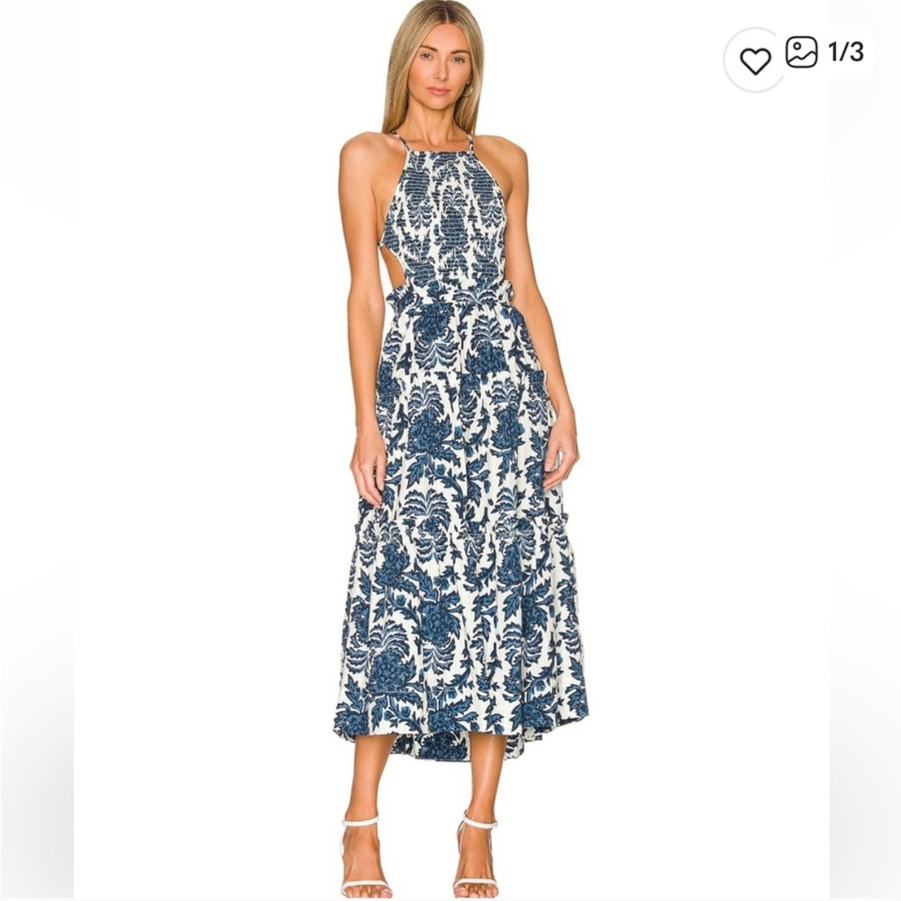 Sho a joy blue floral midi dress